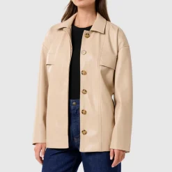 Karli Belted Faux-Leather Jacket