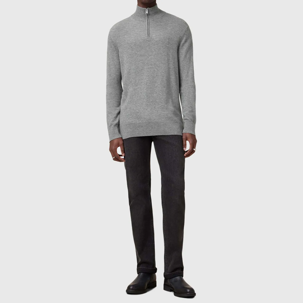 Hot ALLSAINTS Kilburn Ramskull Logo Half-Zip Sweater