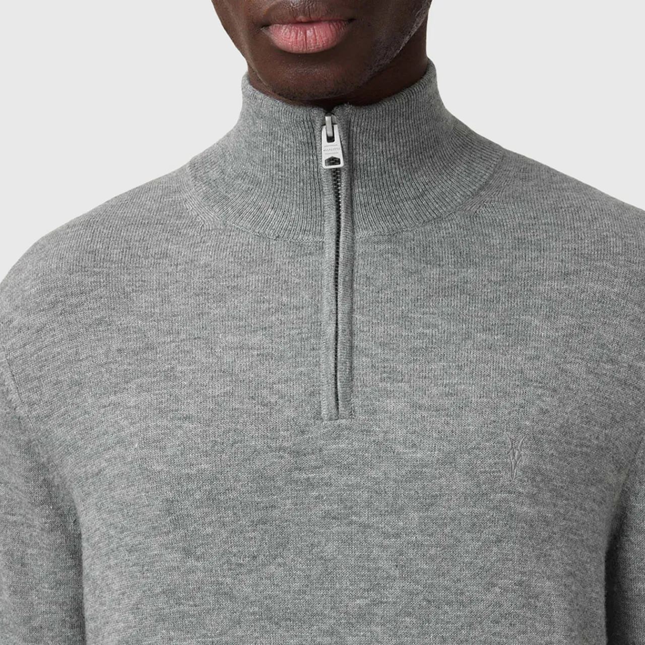 Hot ALLSAINTS Kilburn Ramskull Logo Half-Zip Sweater