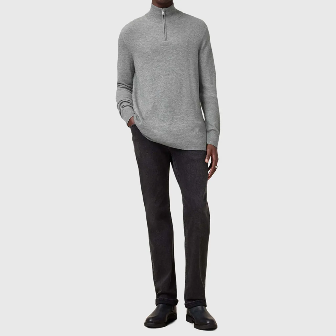 Hot ALLSAINTS Kilburn Ramskull Logo Half-Zip Sweater