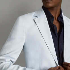 New REISS Kin Single-Breasted Linen Blazer