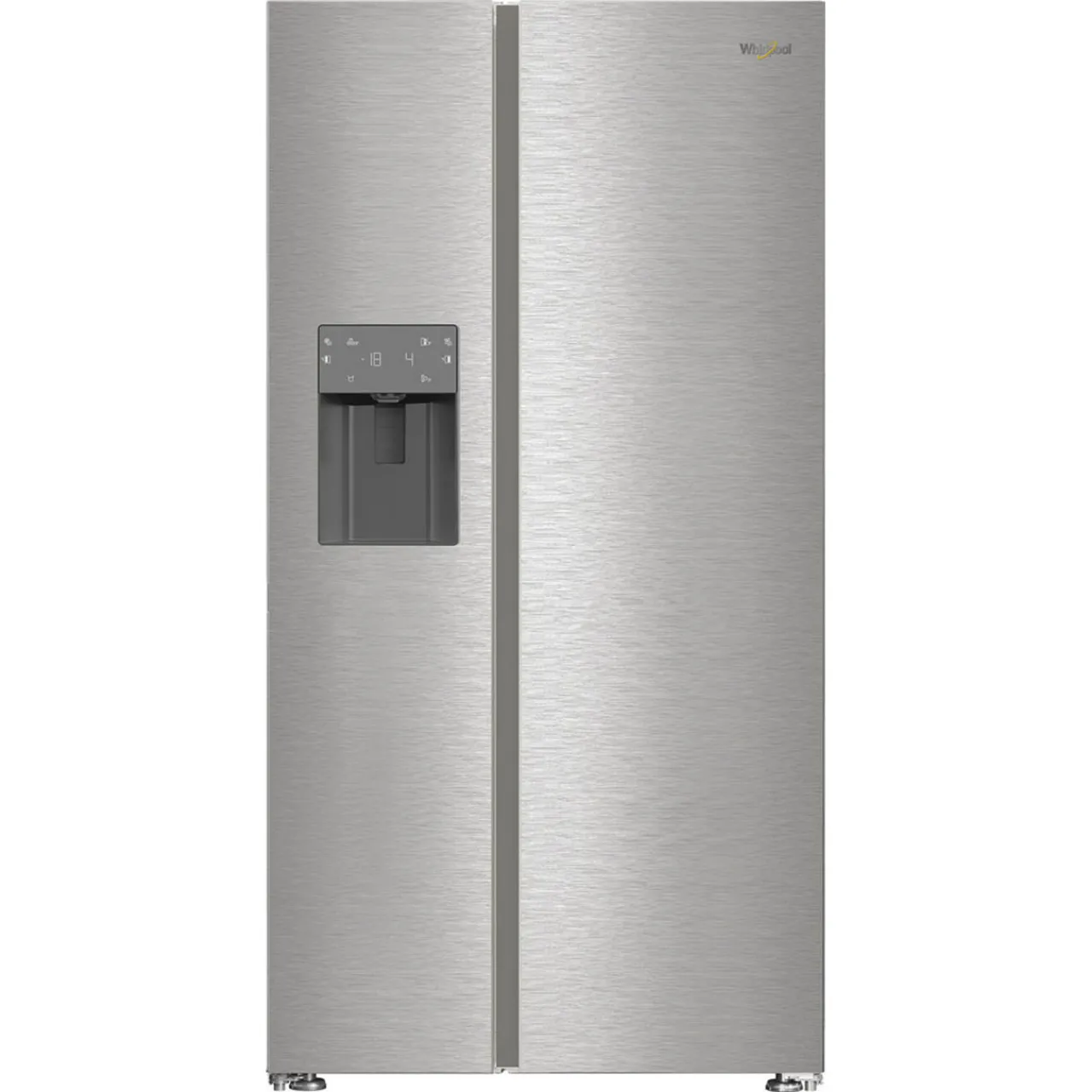 Discount WHIRLPOOL 578L Plumbed Ice and Water 2 Door American Fridge Freezer Pearl Inox