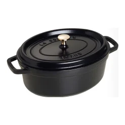 New STAUB La Cocotte 29cm Oval Cast Iron Cocotte Black