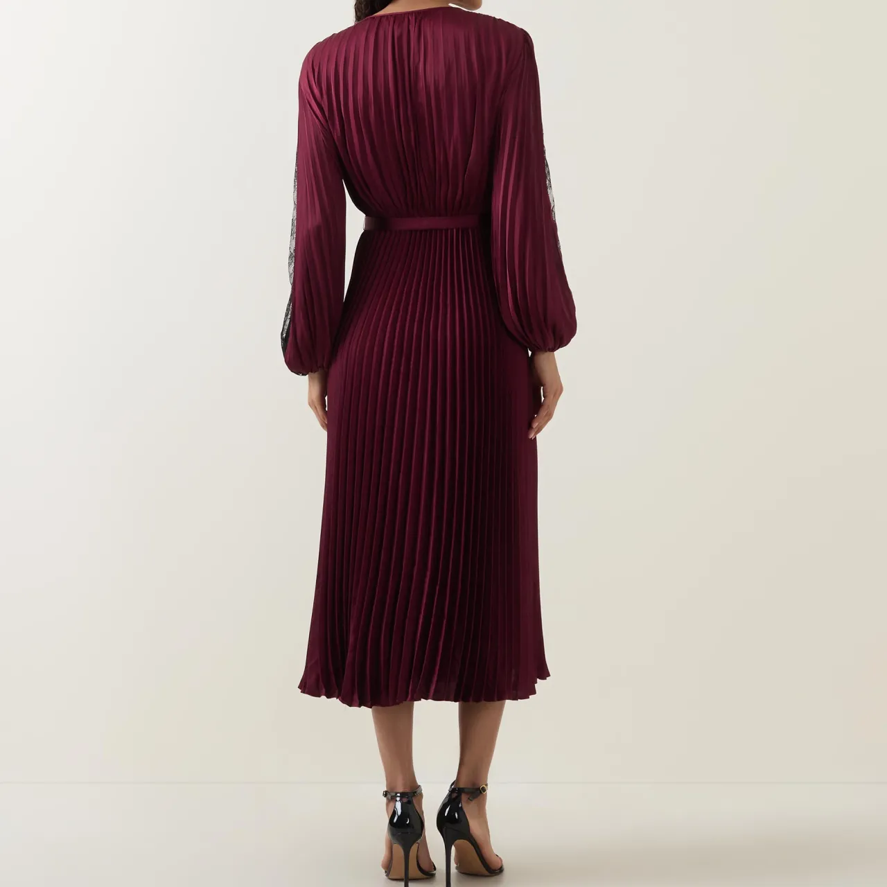 Best JOSEPH RIBKOFF Lace-Sleeve Pleated Wrap Dress