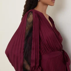 Best JOSEPH RIBKOFF Lace-Sleeve Pleated Wrap Dress