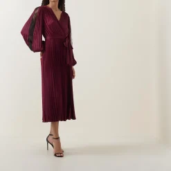 Best JOSEPH RIBKOFF Lace-Sleeve Pleated Wrap Dress