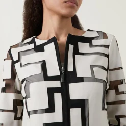 New JOSEPH RIBKOFF Laser-Cut Leatherette Jacket