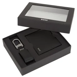 Fashion BOSS Leather Wallet & Keyring Two-Piece Set