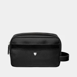 Leather-Trim Canvas Wash Bag