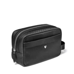 Leather-Trim Canvas Wash Bag