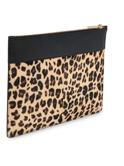 Leopard Logo Zip-Top Clutch