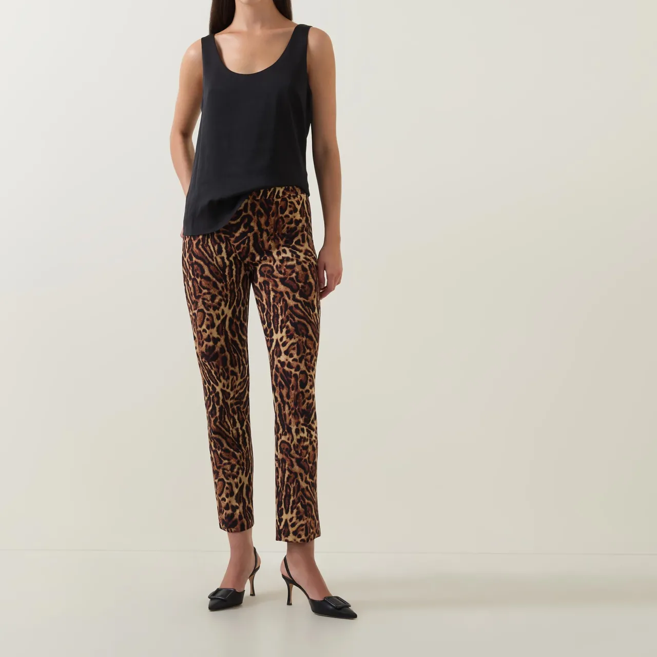 Online JOSEPH RIBKOFF Leopard Print Slim Leg Trousers
