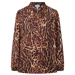 Leopard Print Tie-Neck Blouse