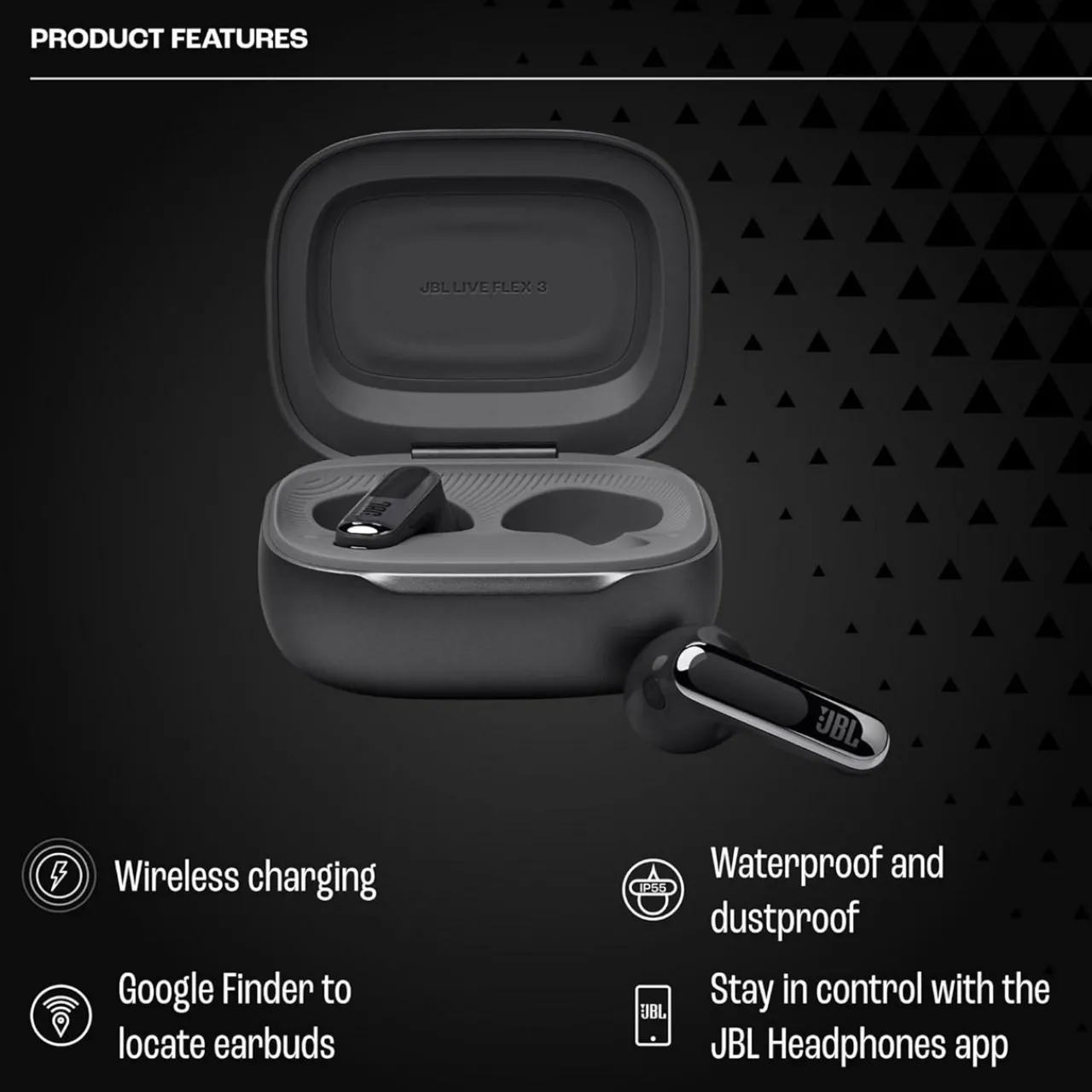 Sale JBL Live Flex 3 Noise Cancelling Earbuds with Charging Case Black