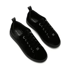 Liza Velvet Lace-Up Trainers