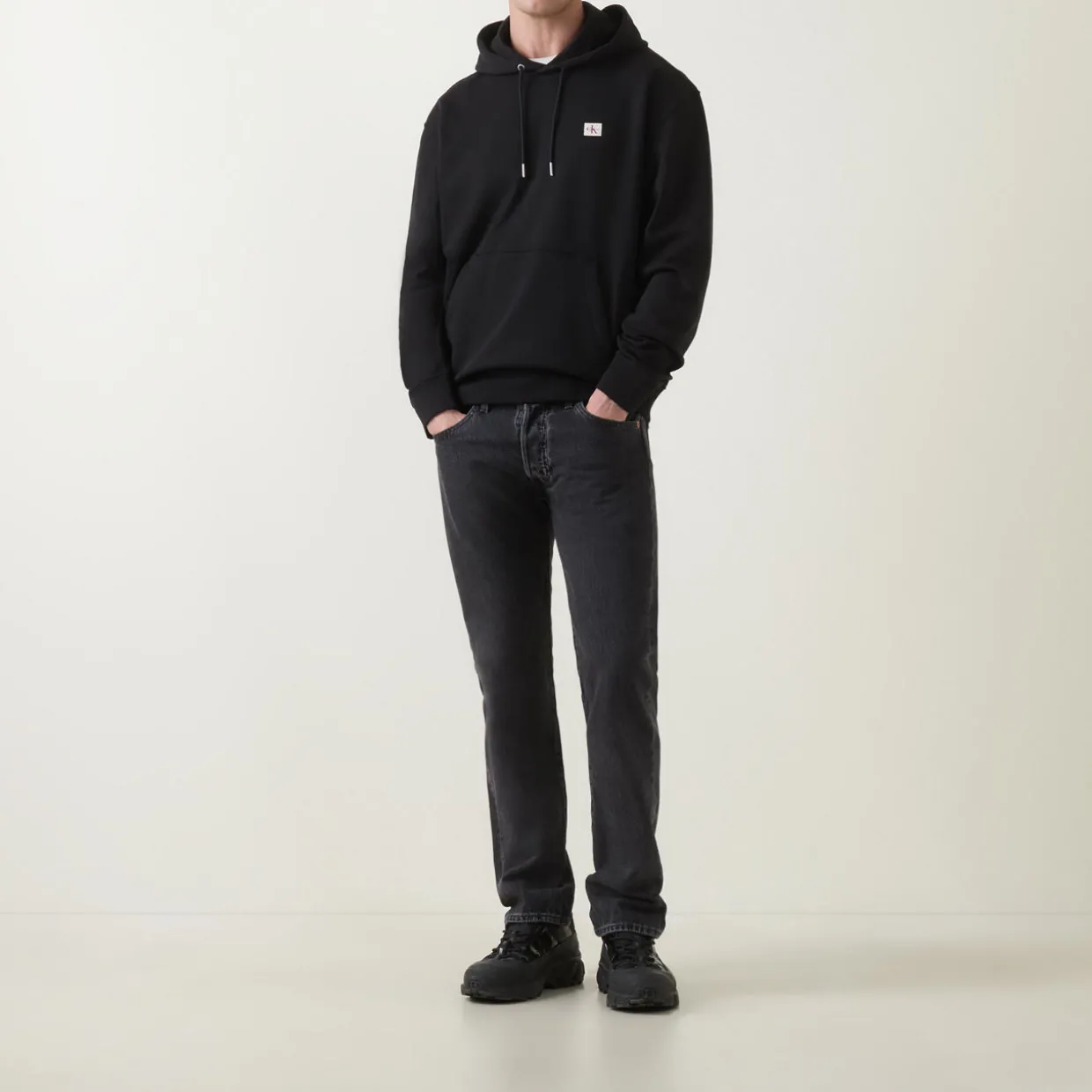 Logo Badge Drawstring Hoodie