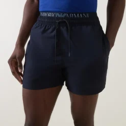 New ARMANI Logo Double Waist Swim Shorts