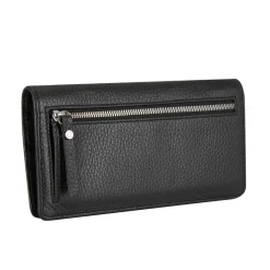 Logo Grained Leather Flap Wallet