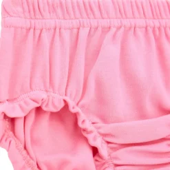 Logo Mixed Fabric Dress & Bloomers Two-Piece Set