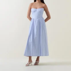 Outlet BARDOT Lola Corset Pinstripe Flared Dress