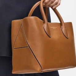 London Midi Smooth Leather Tote Bag