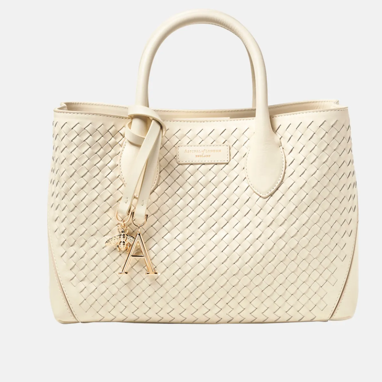 London Midi Woven Leather Tote Bag