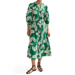 Louisa Palm Button Front Dress