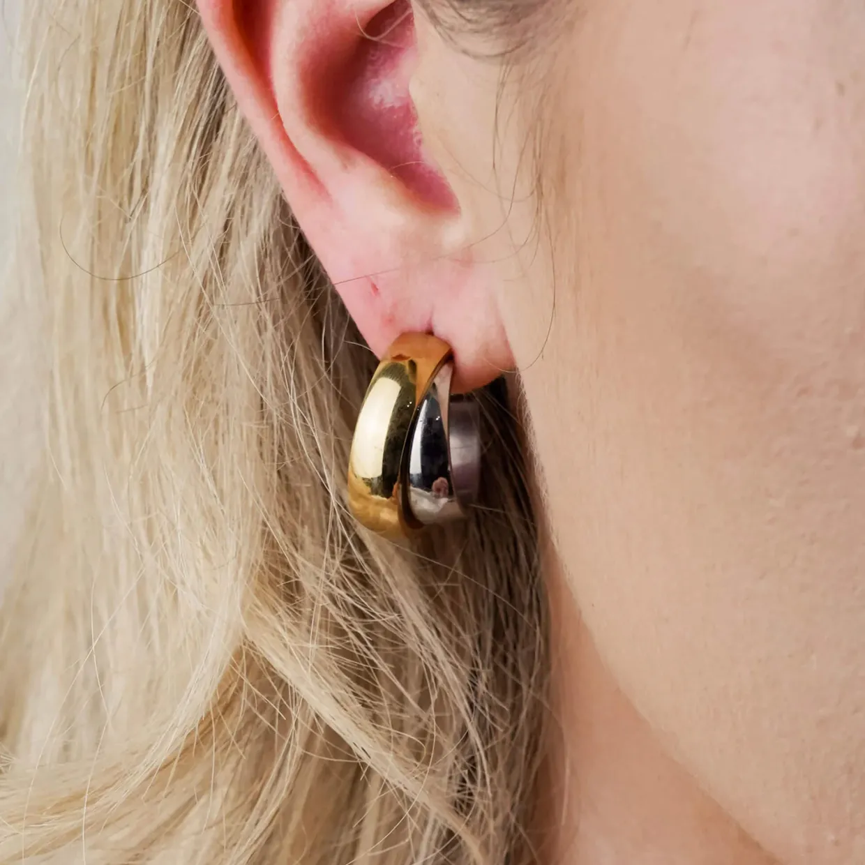 Lumina Two-Tone Hoop Earrings