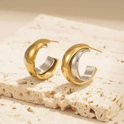 Lumina Two-Tone Hoop Earrings