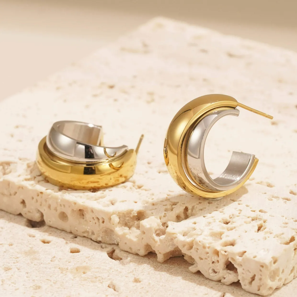 Lumina Two-Tone Hoop Earrings