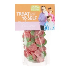 Clearance TREAT YO SELF Luxury Mini Sour Strawberries Pouch 200g