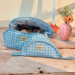 Sale THE FLAT LAY CO Marshmallow Flat Lay Makeup Box Bag - Baby Blue Gingham