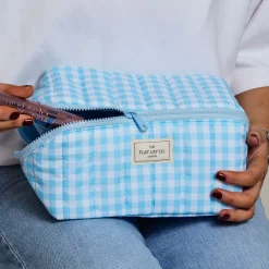 Sale THE FLAT LAY CO Marshmallow Flat Lay Makeup Box Bag - Baby Blue Gingham
