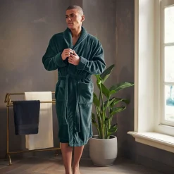 Men's Smooth Bathrobe Petrol