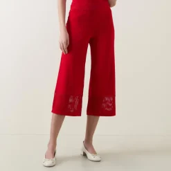 Outlet JOSEPH RIBKOFF Mesh Panel Wide Leg Cropped Trousers