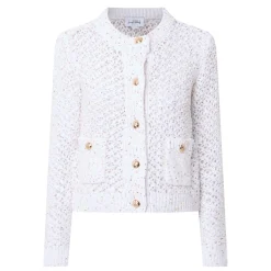 Metallic Fleck Open-Knit Cardigan