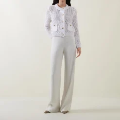 Metallic Fleck Open-Knit Cardigan