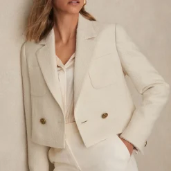Fashion REISS Mia Double-Breasted Cropped Blazer