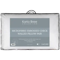 Microfibre Embossed Check Walled Pillow Pair