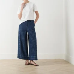 Micron Embroidered Wide Leg Trousers