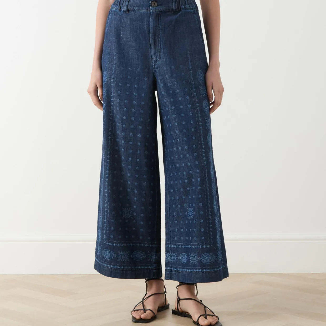 Micron Embroidered Wide Leg Trousers