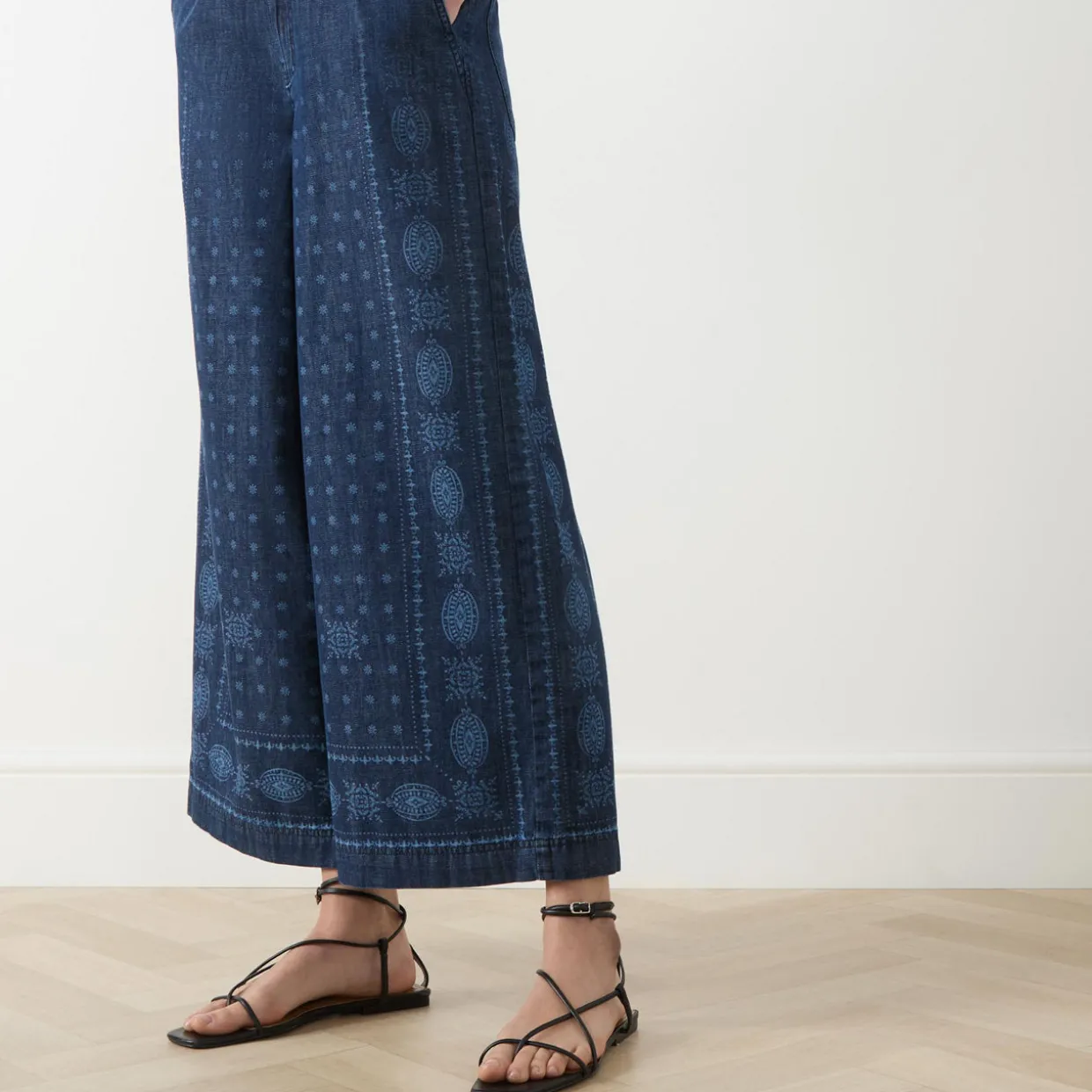 Micron Embroidered Wide Leg Trousers