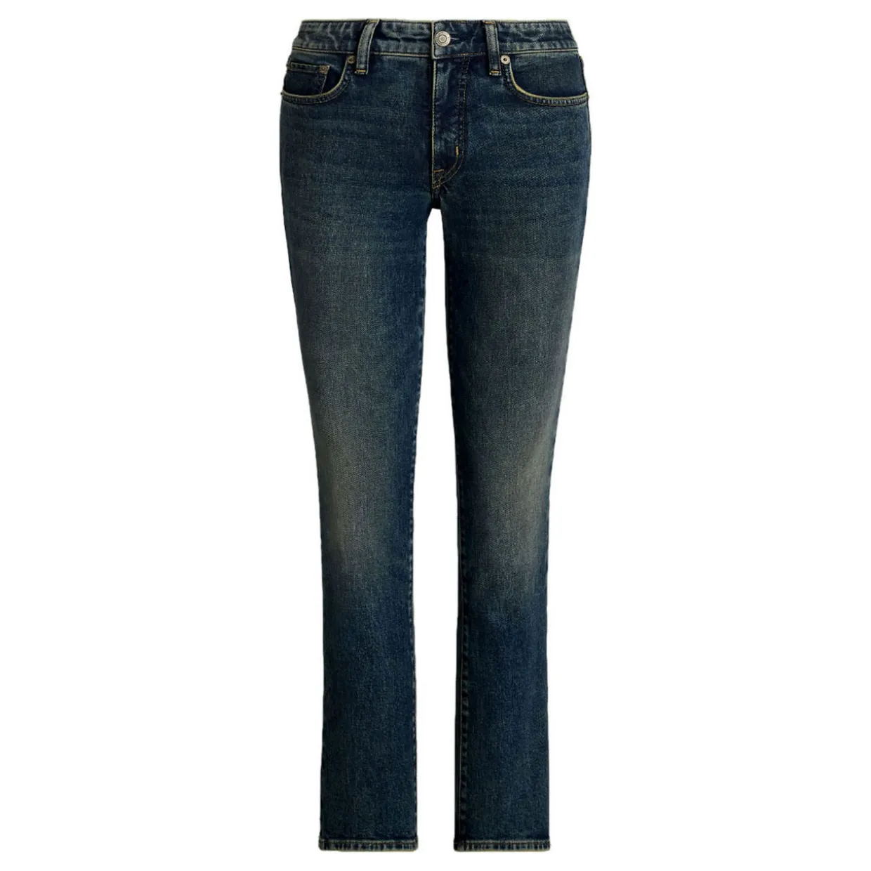 Mid-Rise Ankle Length Straight Leg Jeans