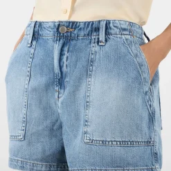 Hot GOOD AMERICAN Mid-Rise Straight Denim Shorts