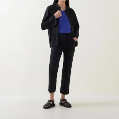 Mid-Rise Straight Leg Cropped Trousers