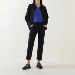 Mid-Rise Straight Leg Cropped Trousers