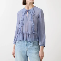 Mikaela Tie-Front Ruffled Blouse