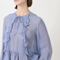 Mikaela Tie-Front Ruffled Blouse