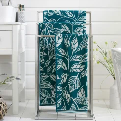 Mixed Leaves Towel Teal