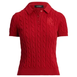New LAUREN Natrissa Cable Knit Polo Shirt